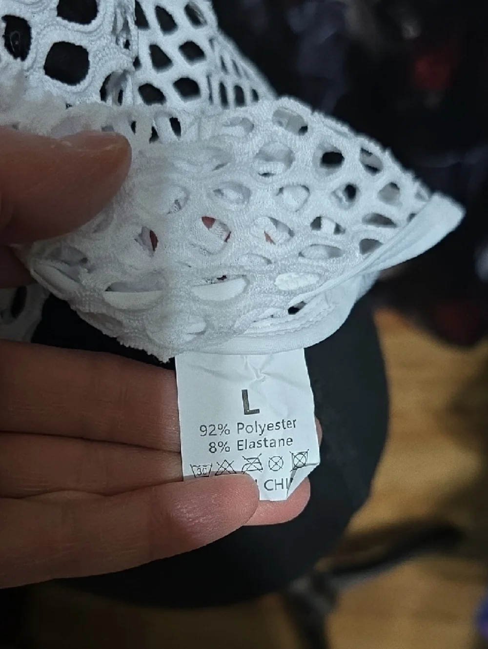 White Fishnet Racerback Tank, LG - Picture 2 of 5